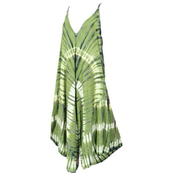 The Makana Shop Hawaiian Batik Tie Dye Adjustable Harem Jumpsuit One Size - Picture 2 of 8